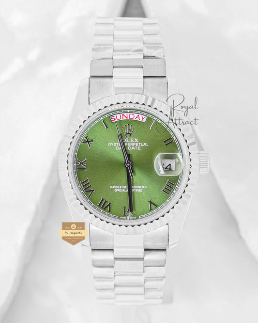 Latest Collection 36 Silver With Green Dial Automatic Watch V3 Factory