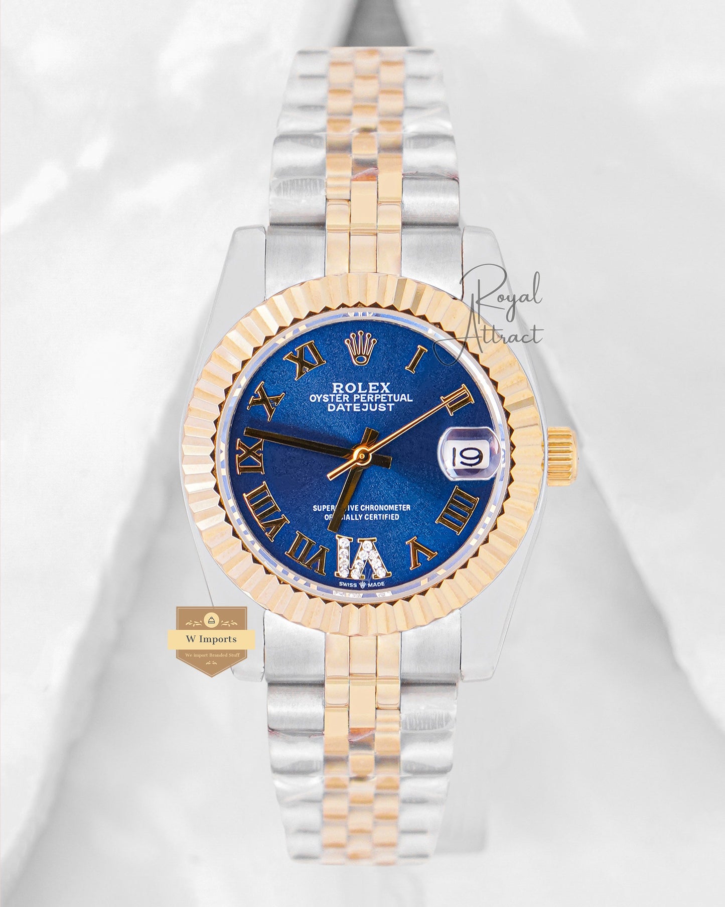 Latest Ladies Collection 31 Two Tone Yellow Gold With Blue Dial Automatic Watch Zr Factory