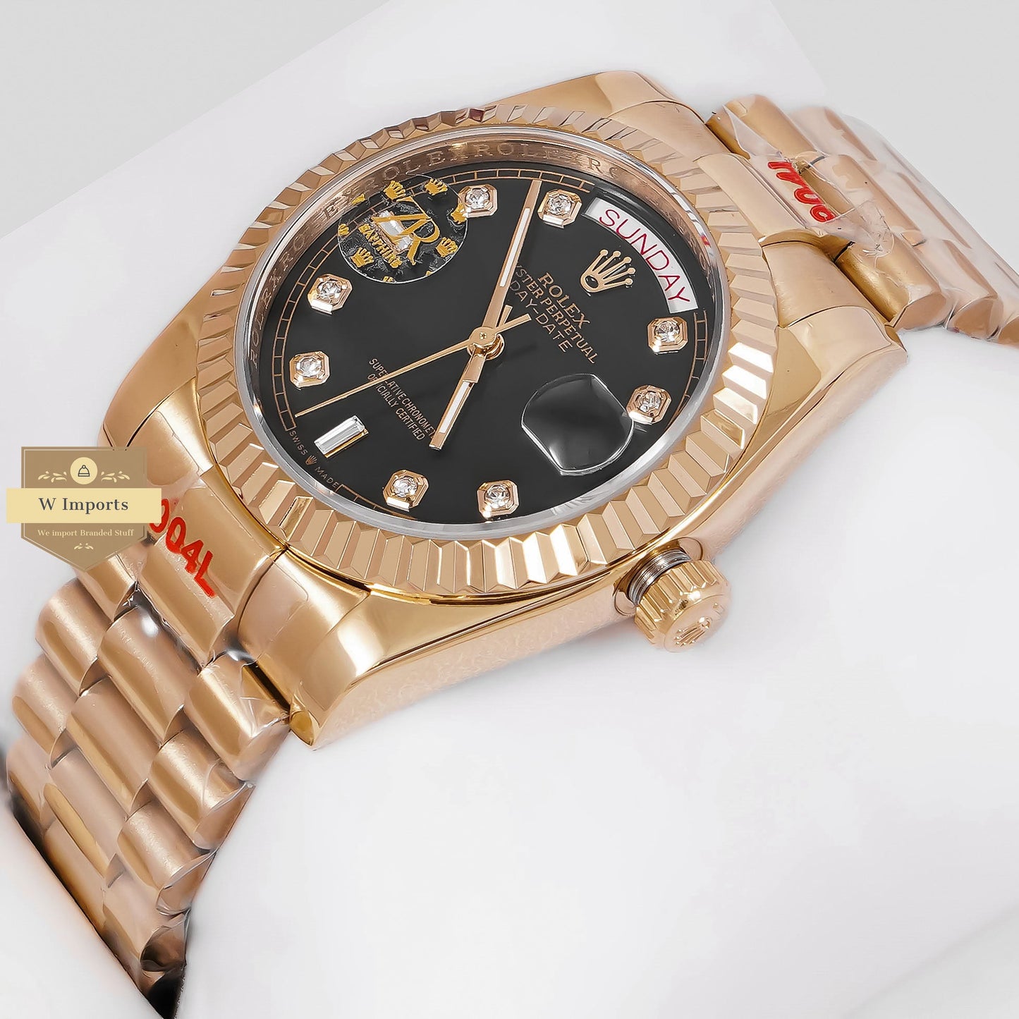 LATEST COLLECTION 36 YELLOW GOLD WITH BLACK DIAL STONE FIGURE & AUTOMATIC WATCH ZR FACTORY