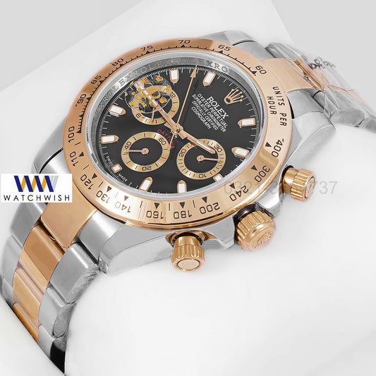 NEW COLLECTION CHRONOGRAPH 40 TWO TONE YELLOW GOLD WITH BLACK DIAL INDEX ZR FACTORY