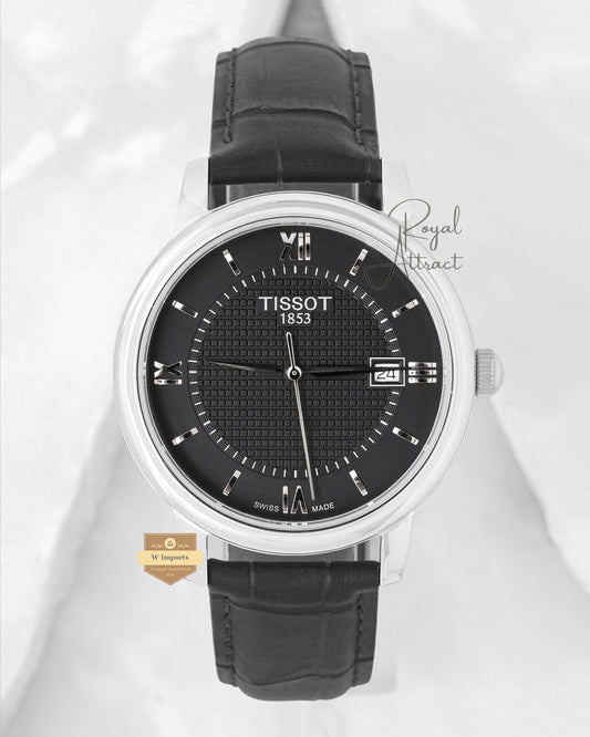 LATEST COLLECTION SILVER CASE WITH BLACK DIAL & LEATHER STRAP