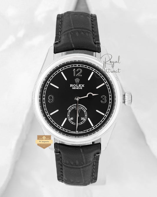 New Collection 39 Silver Case With Black Dial And Leather Strap V3 Made