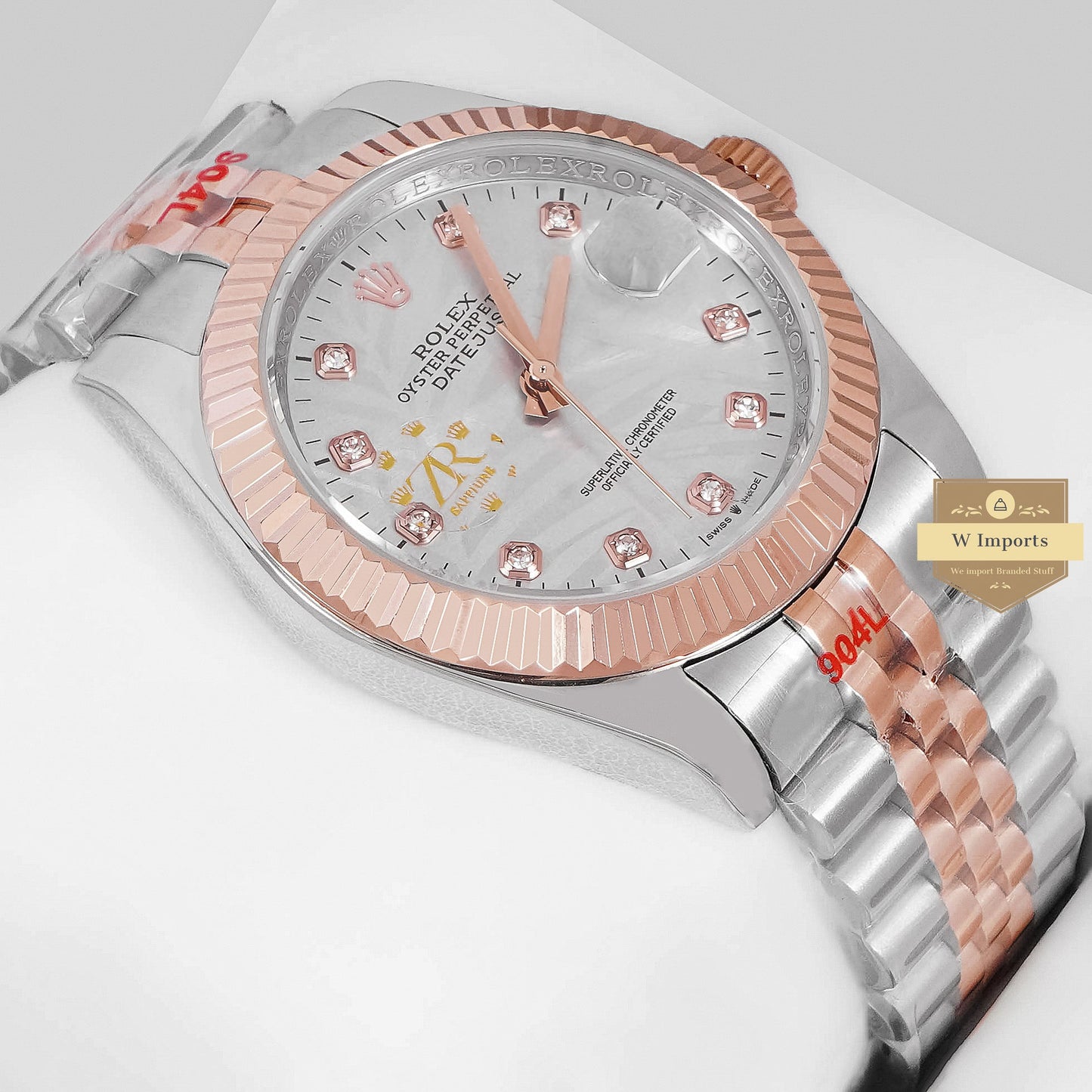 LATEST COLLECTION 41 ROSE GOLD TWO TONE WITH GRAY LEAF DIAL AUTOMATIC WATCH ZR FACTORY