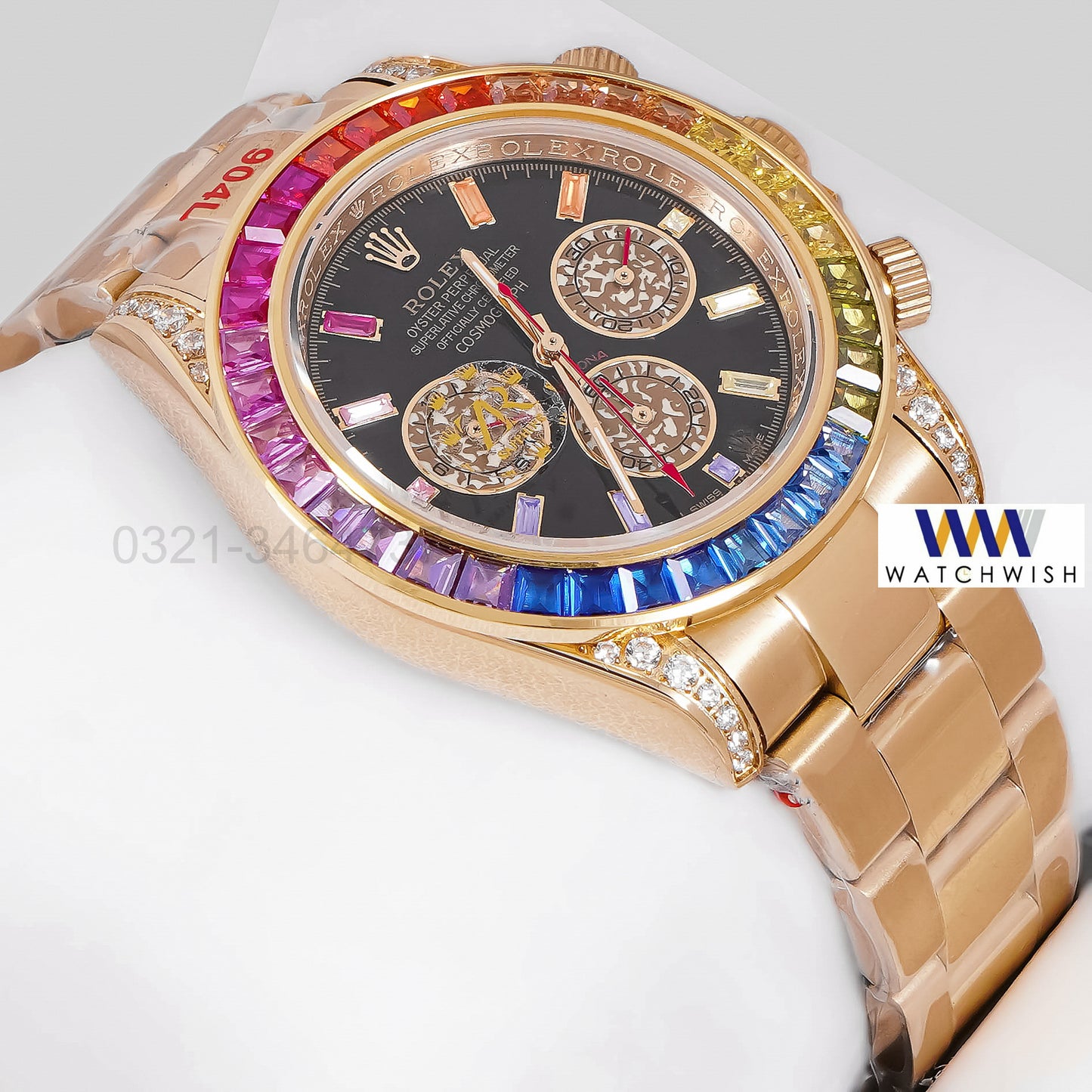 NEW COLLECTION CHRONOGRAPH 40 RAINBOW EDITION YELLOW GOLD WITH BLACK DIAL ZR FACTORY