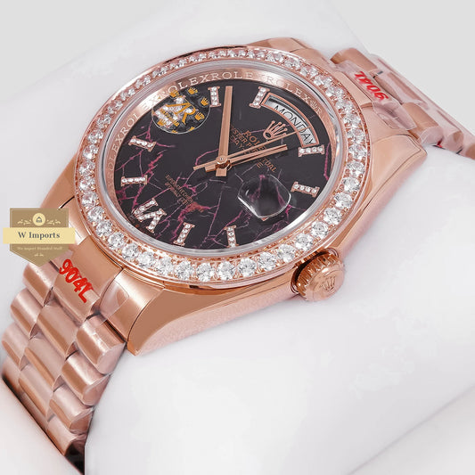 LATEST COLLECTION 40 ROSE GOLD WITH BLACK NEON DIAL AUTOMATIC WATCH ZR FACTORY