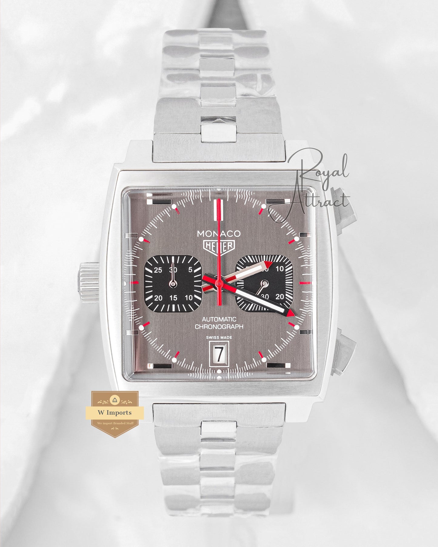 Latest Collection Chronograph Silver Stainless Steel With Gray Dial Chain Watch