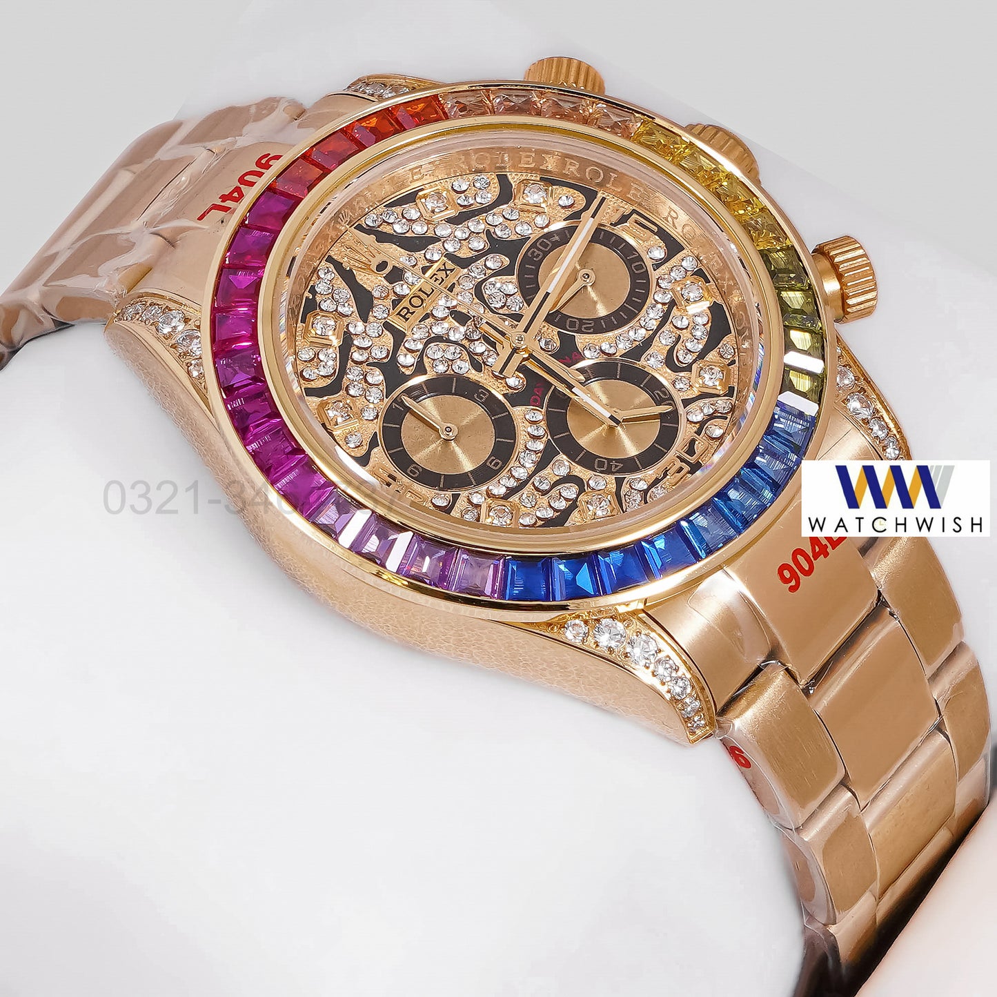 NEW COLLECTION CHRONOGRAPH 40 RAINBOW EDITION YELLOW GOLD WITH STONE DIAL ZR FACTORY