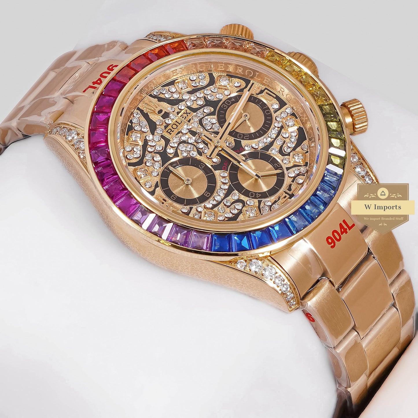 LATEST COLLECTION CHRONOGRAPH 40 RAINBOW EDITION YELLOW GOLD WITH STONE DIAL ZR FACTORY