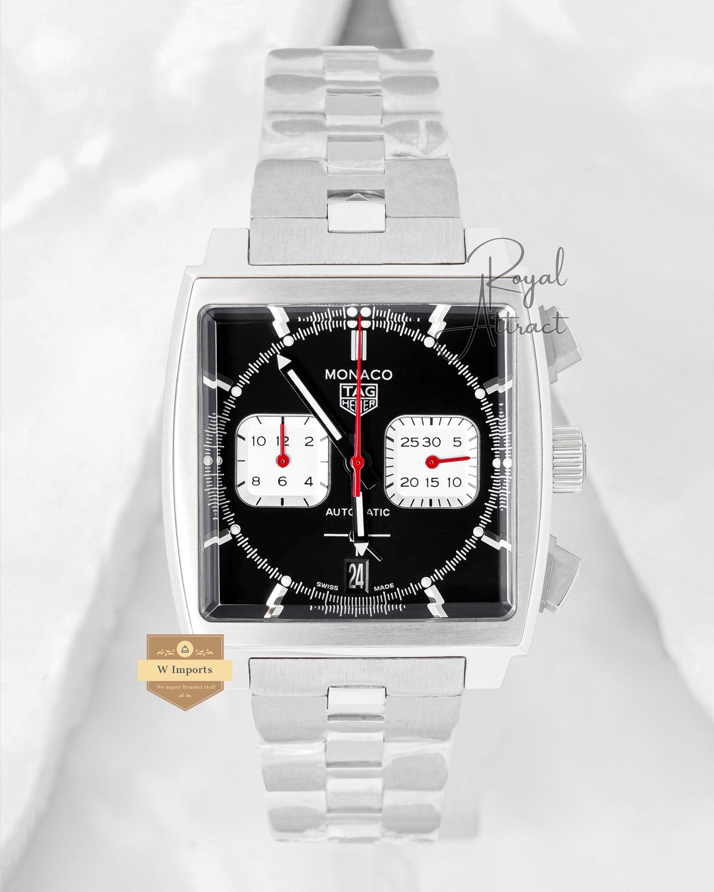 Latest Collection Calibre Chronograph Silver Stainless Steel With Black Dial