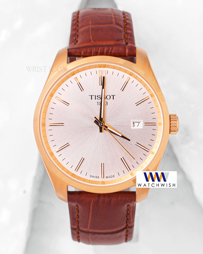 Latest Collection Yellow Gold Case With White Dial & Leather Strap