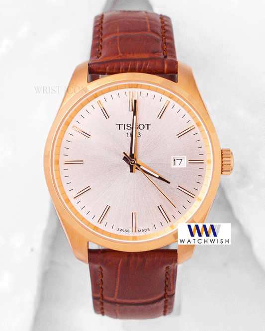 Latest Collection Yellow Gold Case With White Dial & Leather Strap