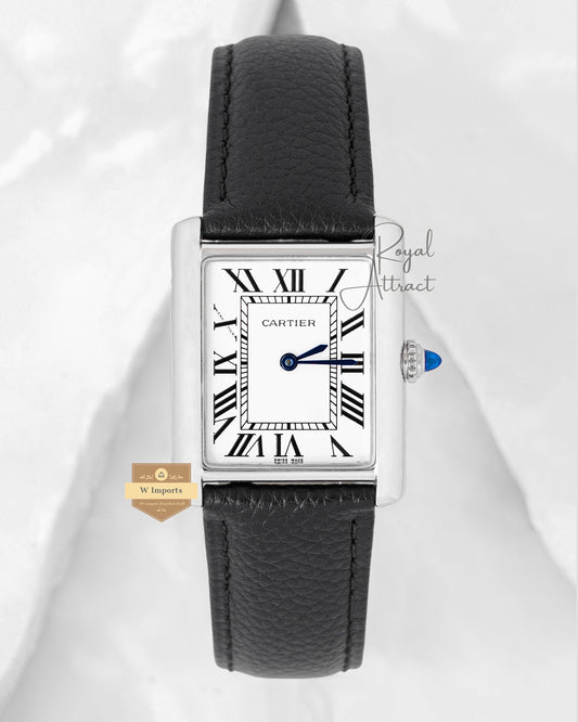 Latest Premium Collection 33mm Silver Case With White Dial & Leather Strap Watch