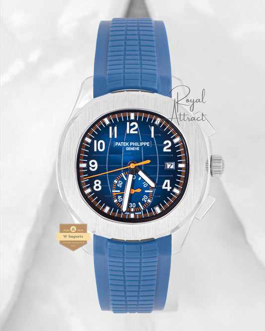 Latest Collection Down Second Silver Case With Blue Dial & Rubber Strap