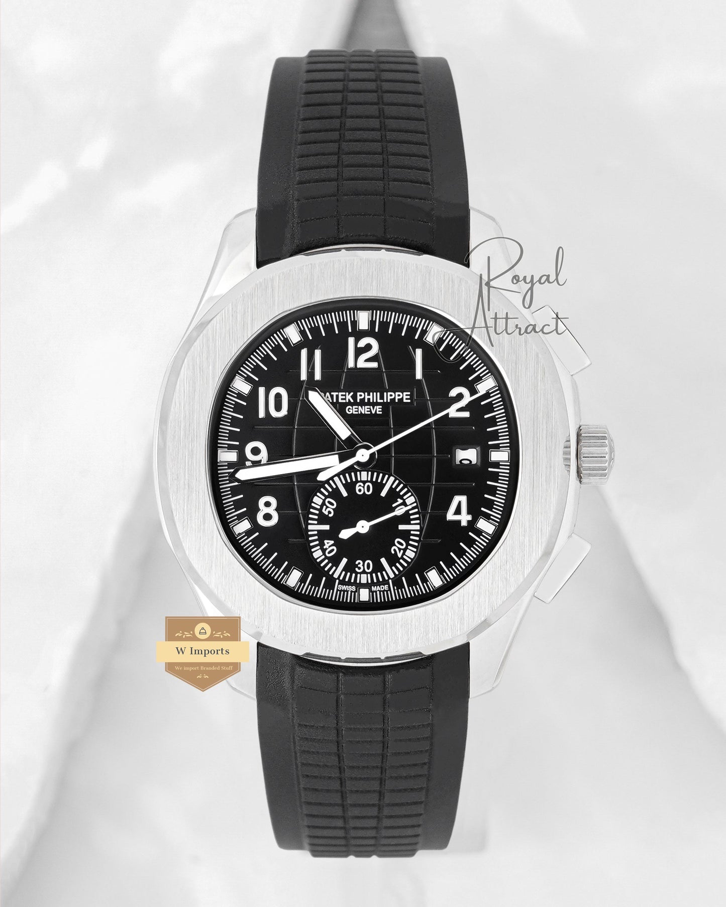 Latest Collection Down Second Silver Case With Black Dial & Rubber Strap