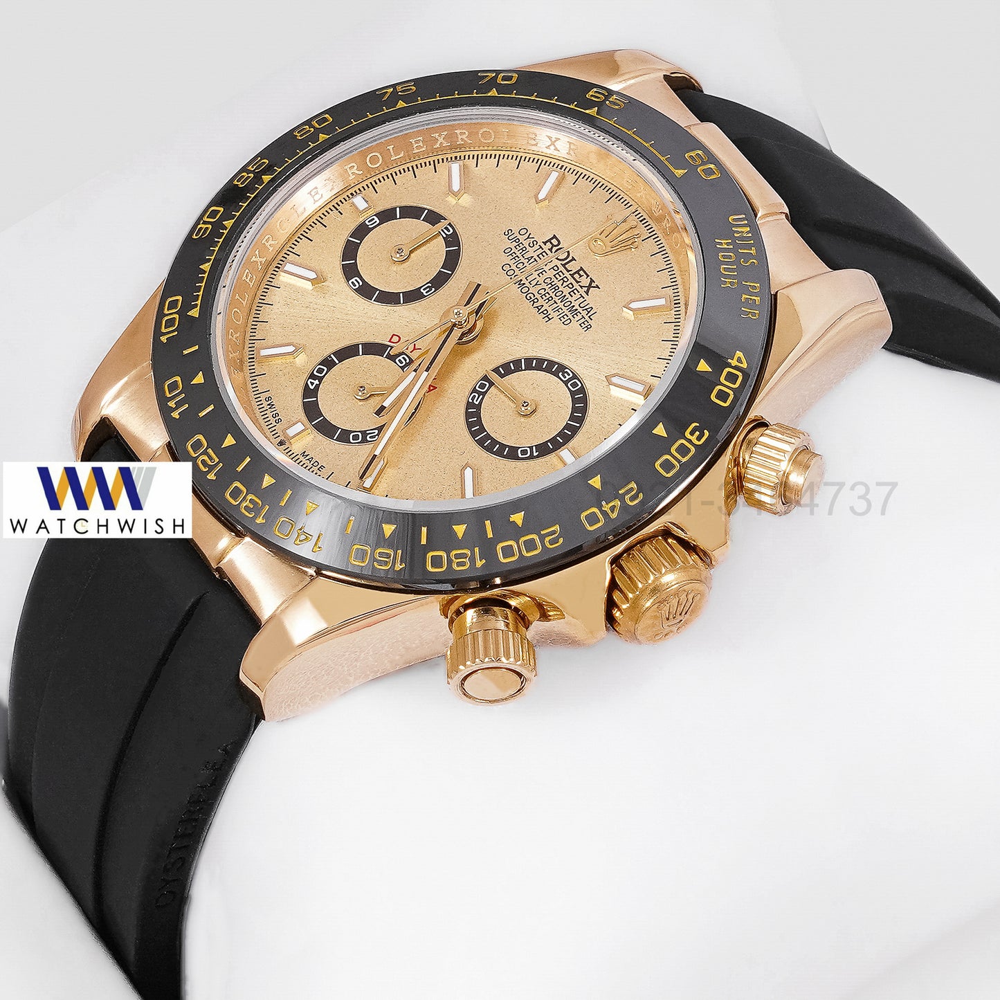 NEW COLLECTION CHRONOGRAPH 40 YELLOW GOLD CASE WITH CERAMIC BEZEL & BLACK RUBBER STRAP ZR FACTORY