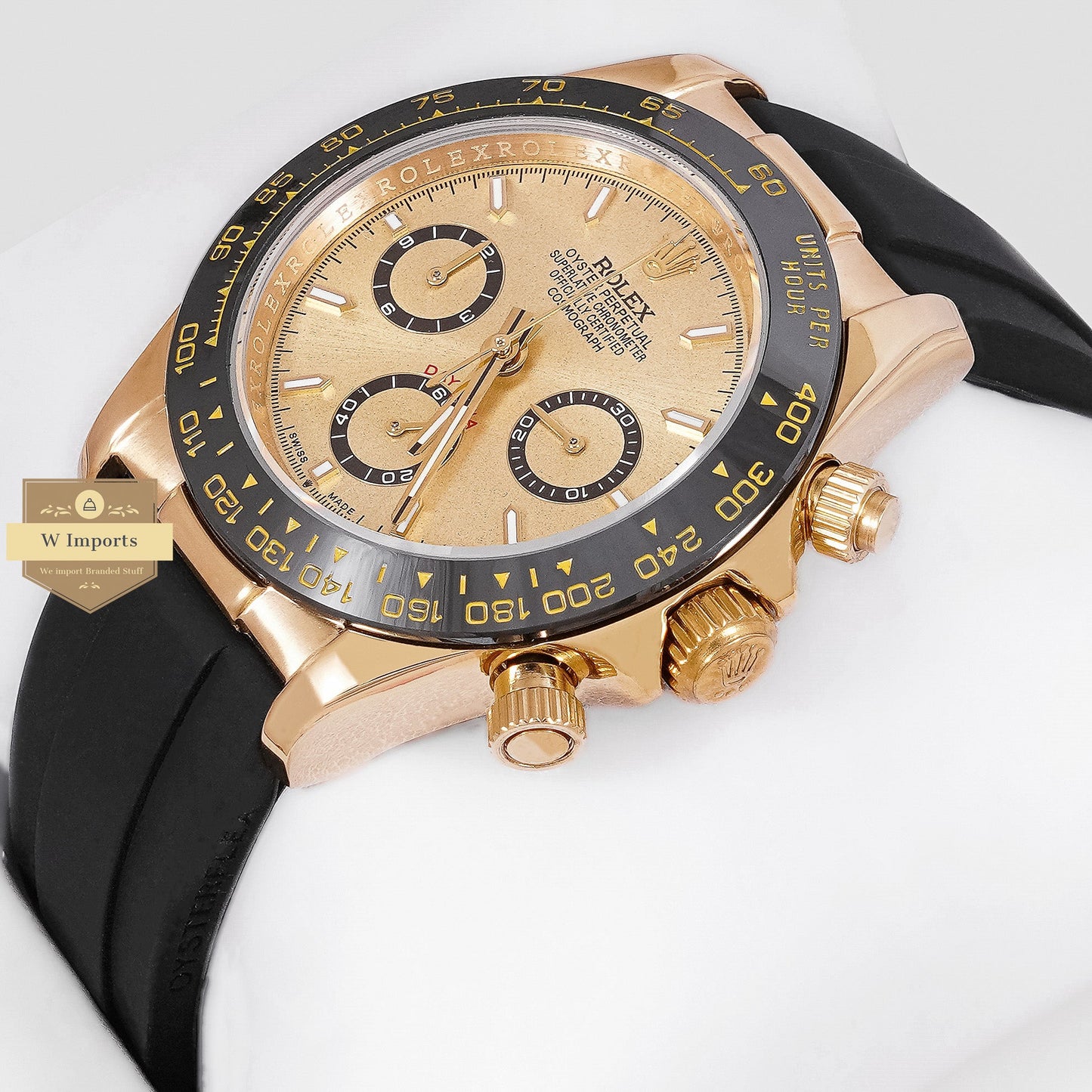 LATEST COLLECTION CHRONOGRAPH 40 YELLOW GOLD CASE WITH CERAMIC BEZEL & BLACK RUBBER STRAP ZR FACTORY