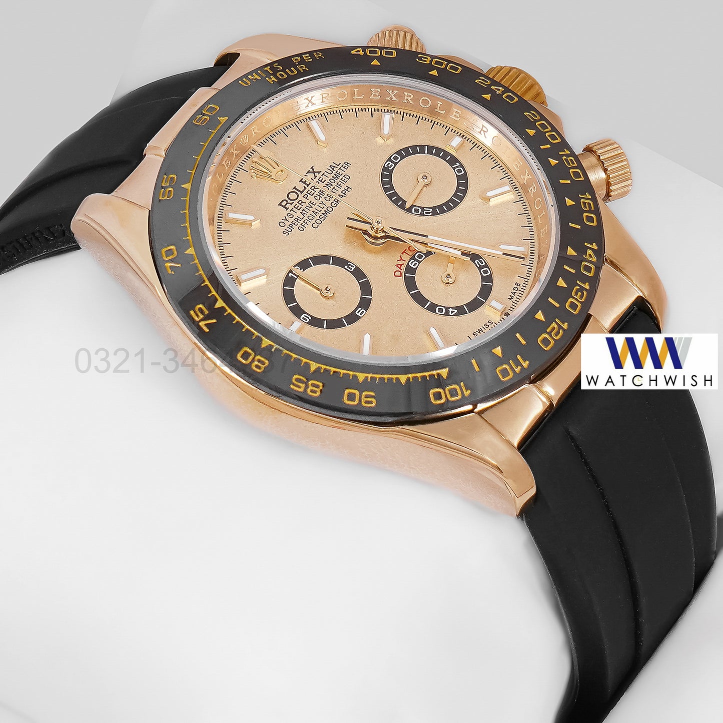 NEW COLLECTION CHRONOGRAPH 40 YELLOW GOLD CASE WITH CERAMIC BEZEL & BLACK RUBBER STRAP ZR FACTORY