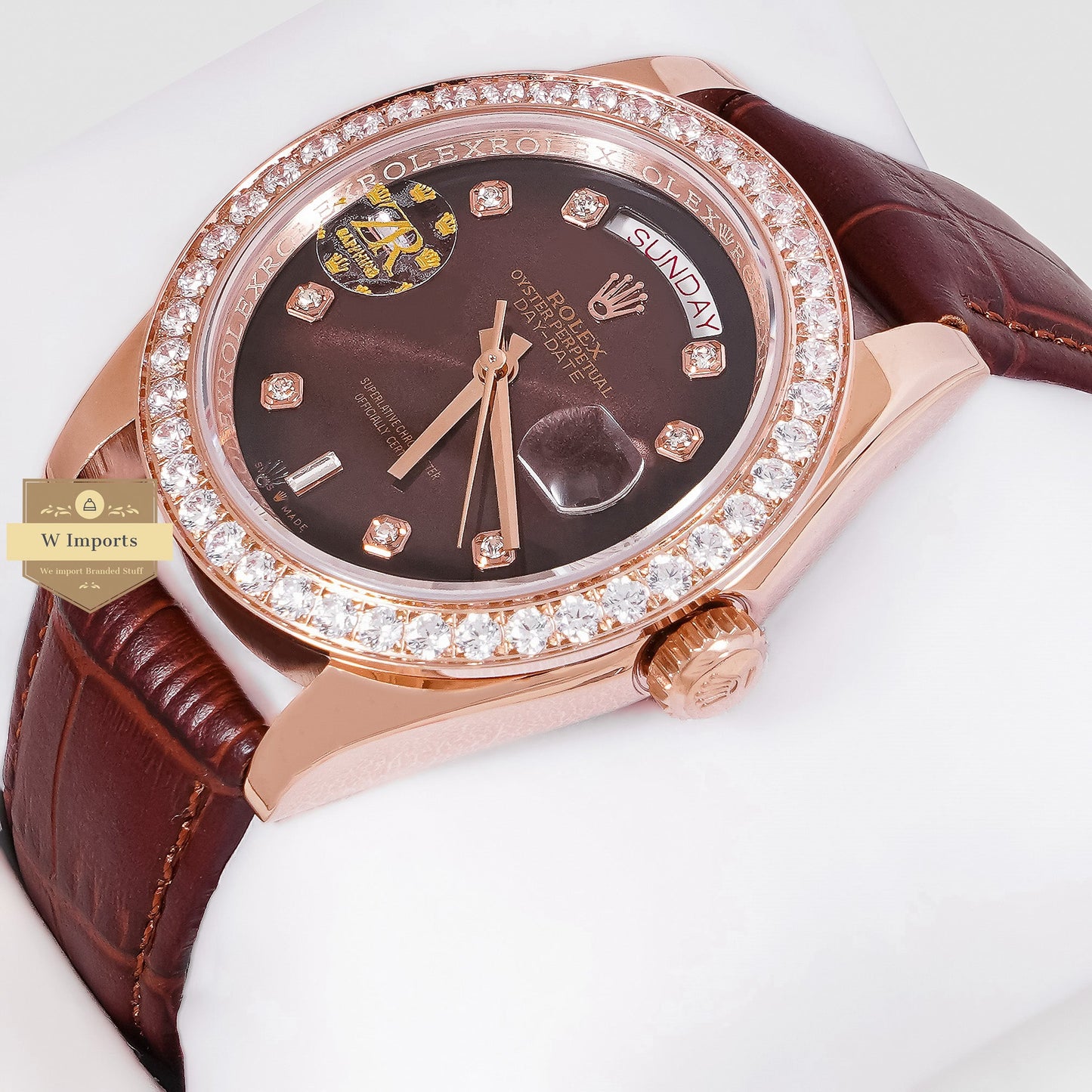 Latest Collection 40 Rose Gold Case With Brown Dial & Leather Strap Automatic Watch Zr Factory