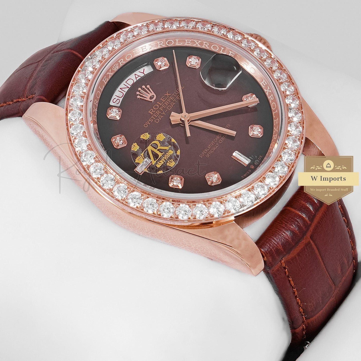 Latest Collection 40 Rose Gold Case With Brown Dial & Leather Strap Automatic Watch Zr Factory