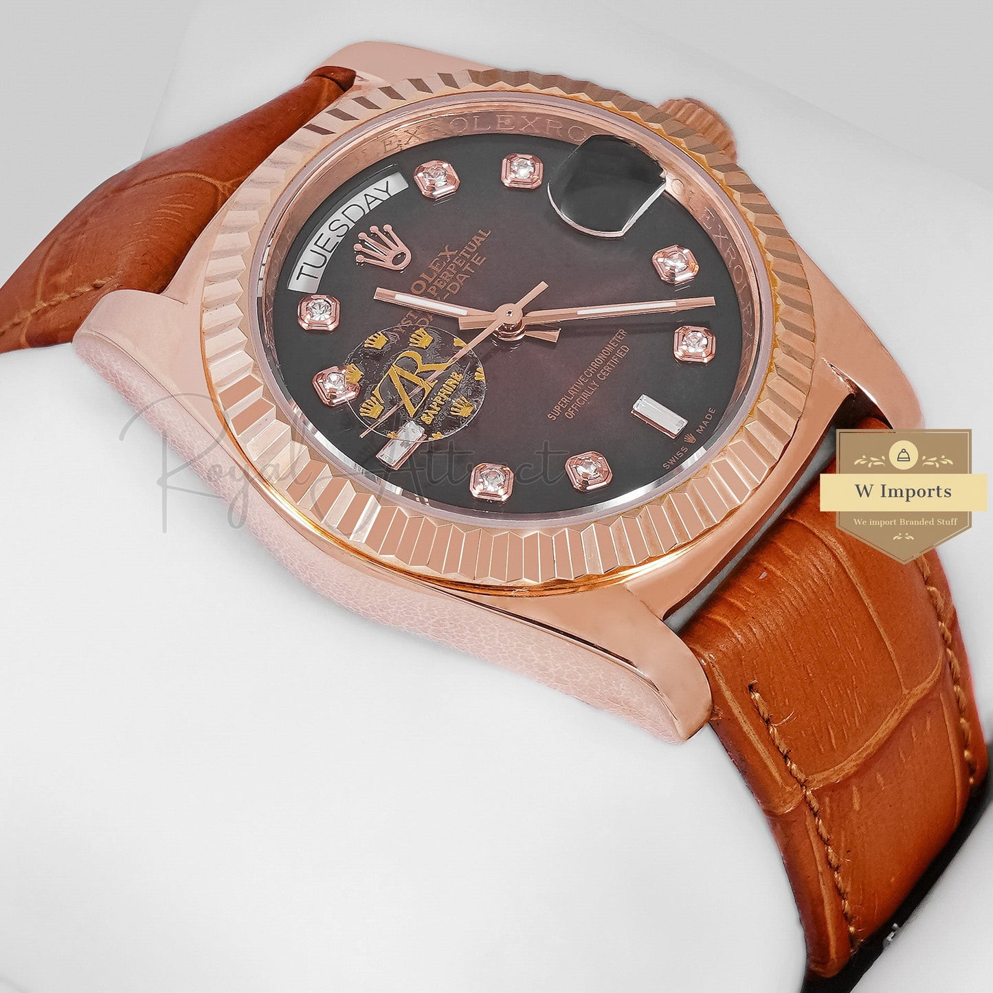 Latest Collection 36 Rose Gold Case With Chocolate Brown Dial & Leather Strap Automatic Watch Zr Factory