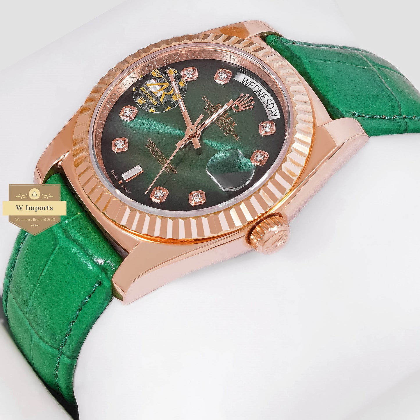 Latest Collection 36 Rose Gold Case With Green Dial & Leather Strap Automatic Watch Zr Factory