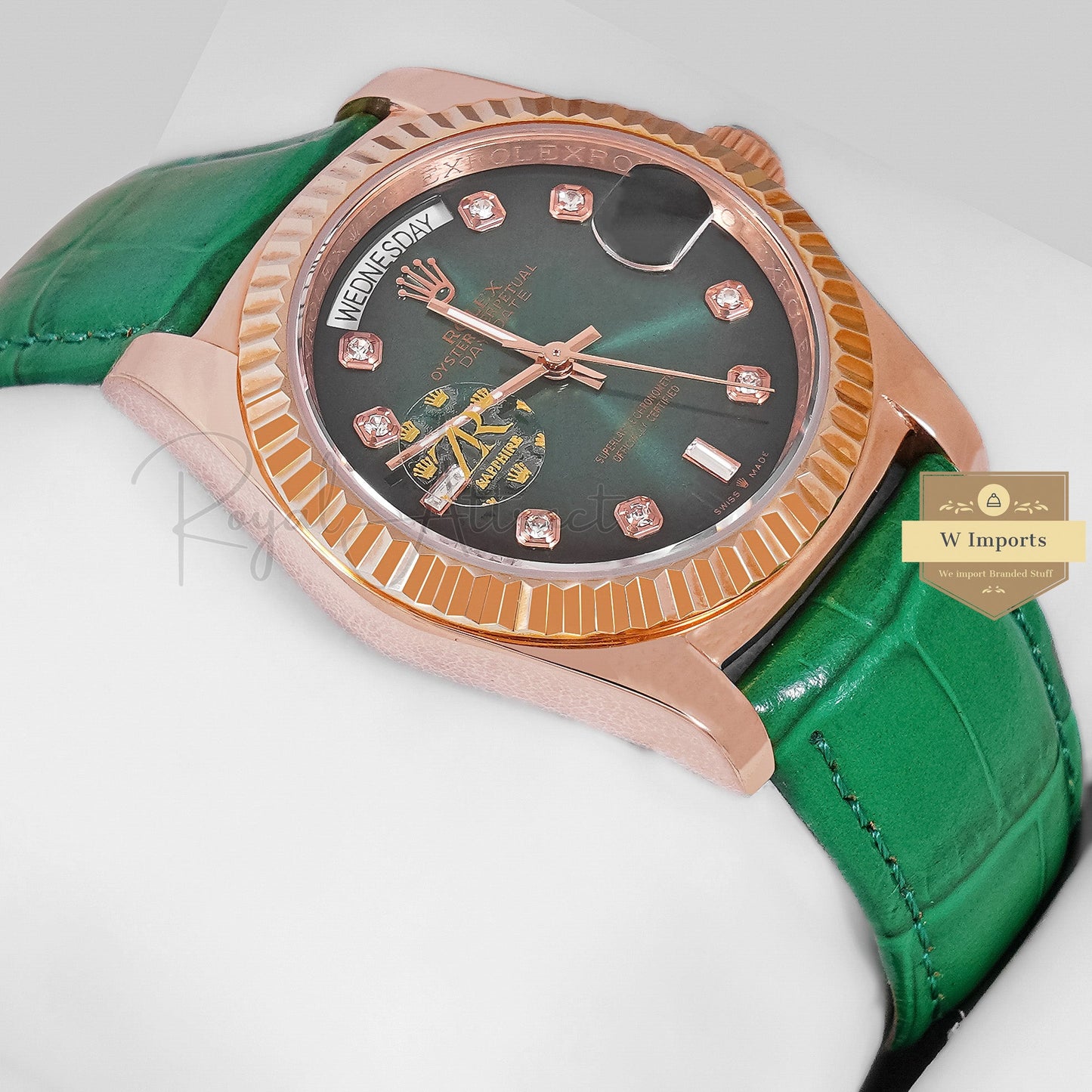 Latest Collection 36 Rose Gold Case With Green Dial & Leather Strap Automatic Watch Zr Factory