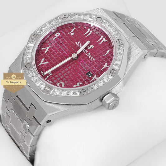 Latest Collection Silver With Purple Dial & Stone Bezel