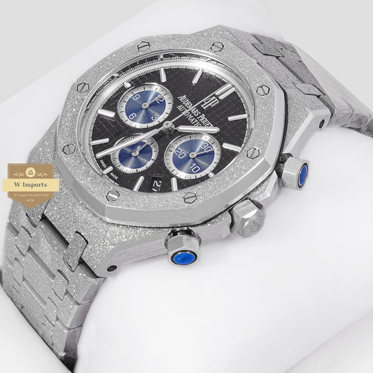 Latest Collection Chronograph Silver With Black Dial Chain Watch
