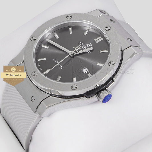 Latest Collection Silver Case With Gray Dial & Pvc Strap