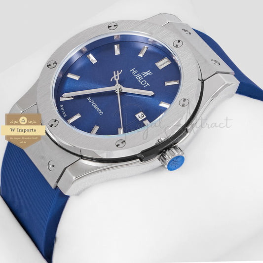 Latest Collection Silver Case With Blue Dial & Pvc Strap