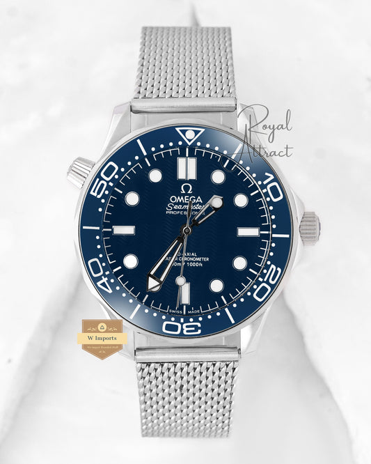 Latest Collection Silver With Blue Dial & Bezel With Mesh Bracelet Automatic Watch