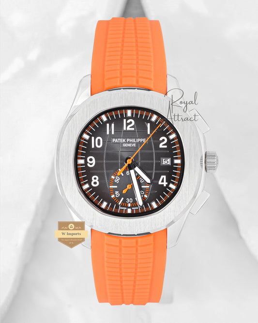 Latest Collection Down Second Silver Case With Gray Dial & Orange Rubber Strap