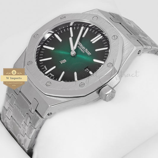 Latest Collection Silver With Green Dial Chain Watch For Men