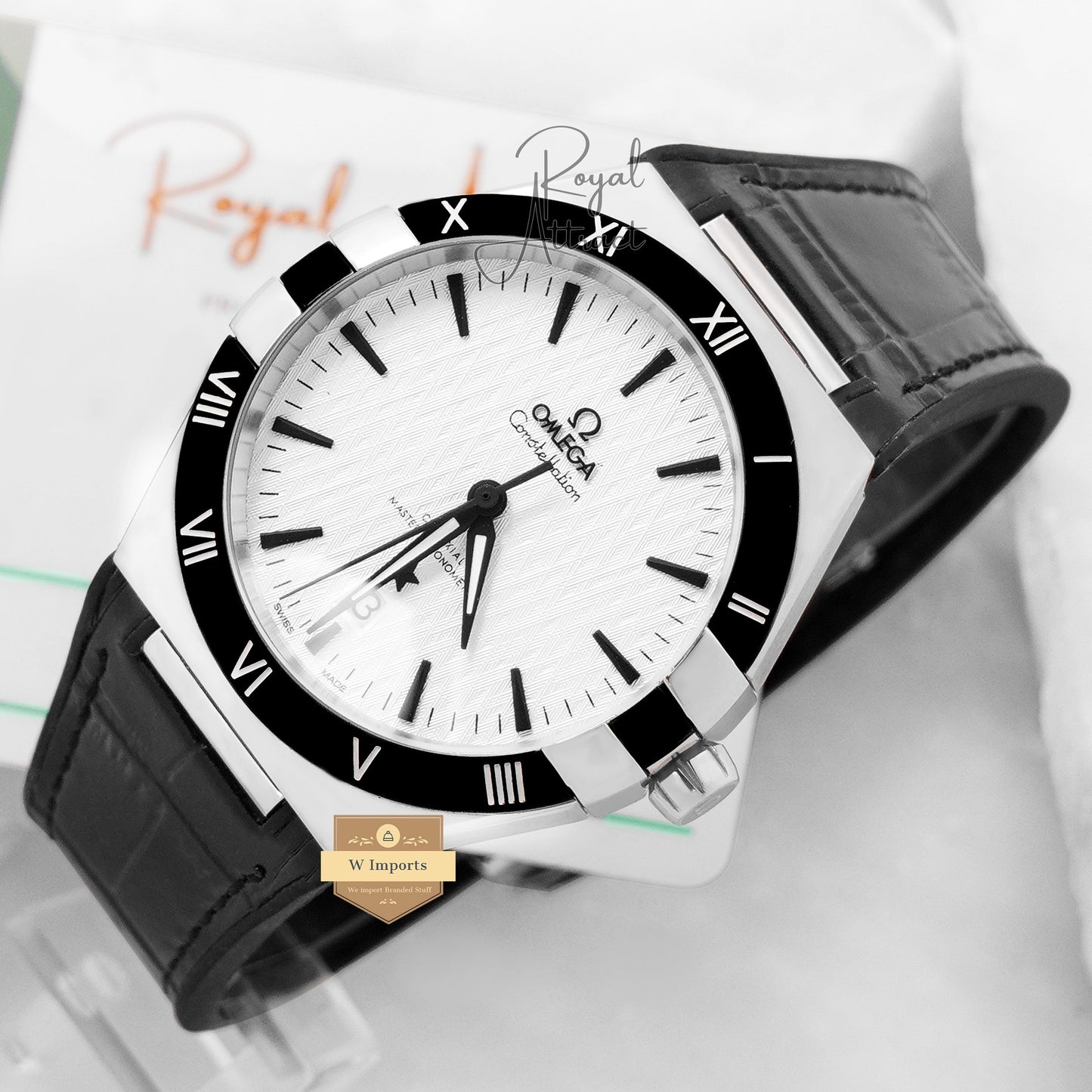Latest Collection Silver Case With White Texture Dial Automatic Watch