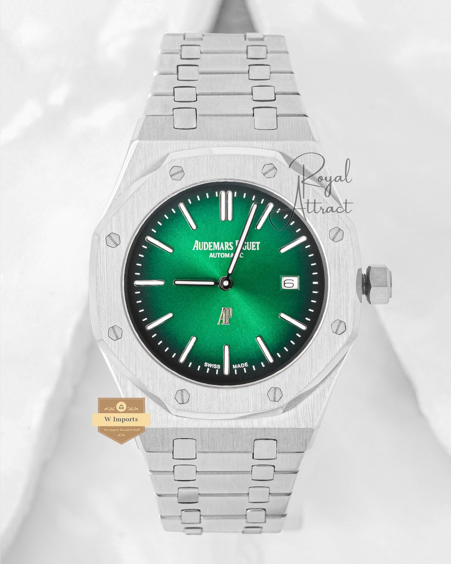 Latest Collection Premium Silver With Smoky Green Dial Chain Slim Watch