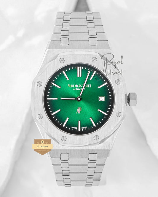 Latest Collection Premium Silver With Smoky Green Dial Chain Slim Watch