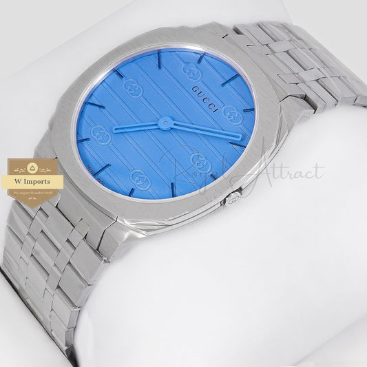 Latest Collection Silver With Royal Blue Dial Chain Watch