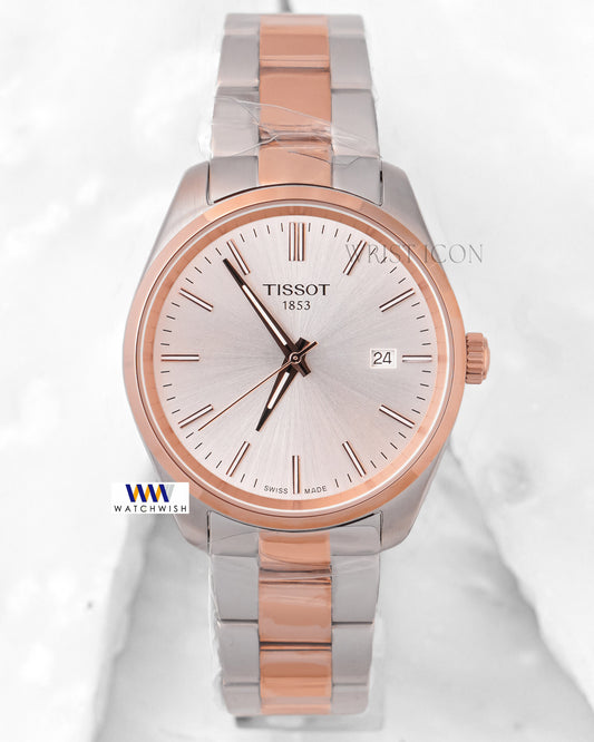 Latest Collection Two Tone Rose Gold With White Dial Chain Watch