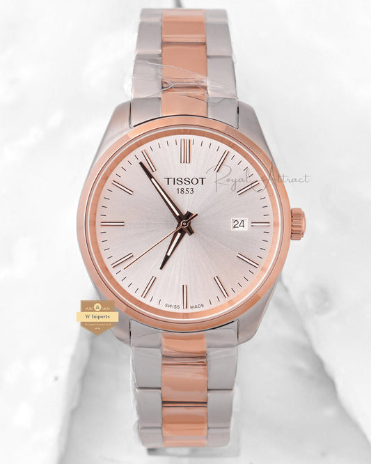 Latest Collection Two Tone Rose Gold With White Dial Chain Watch