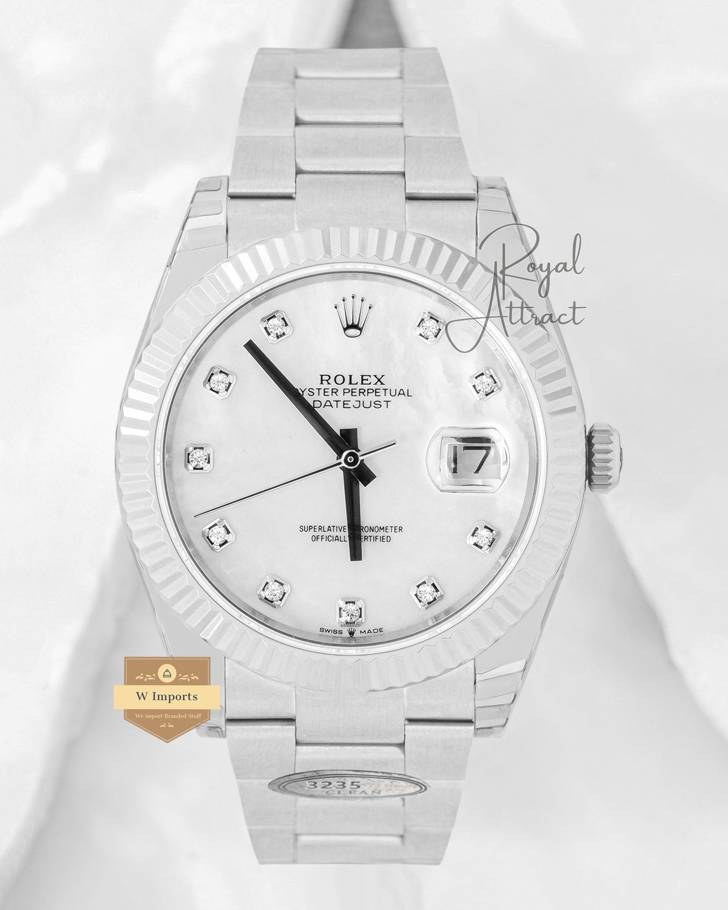 Latest Collection 41 Silver With Mother Of Pearl Dial Automatic Watch Clean Made