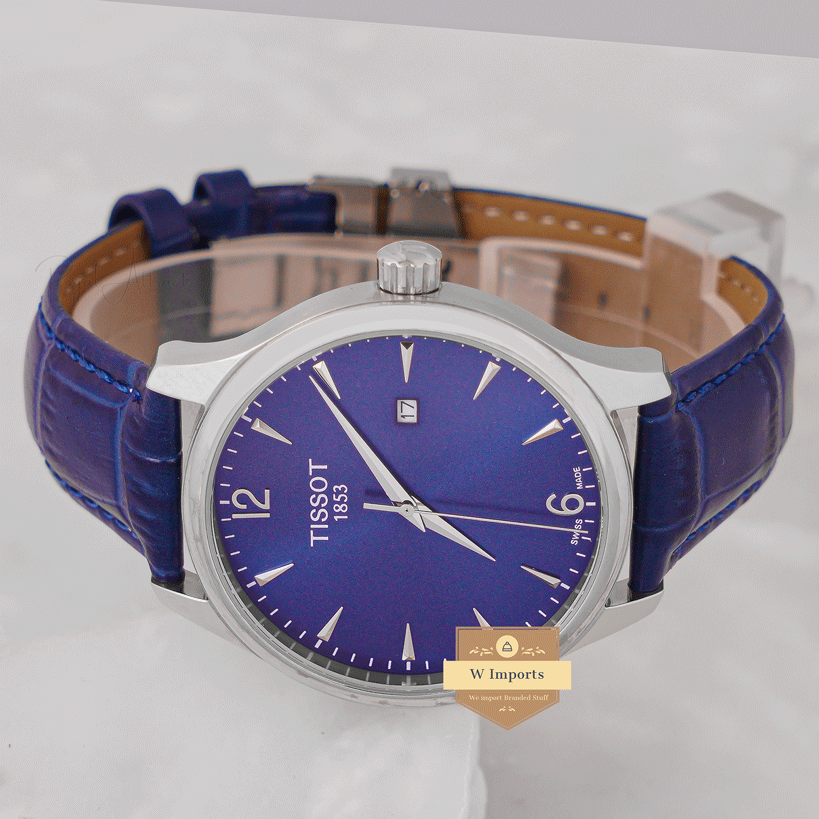 Latest Collection Silver Case With Blue Dial & Leather Strap
