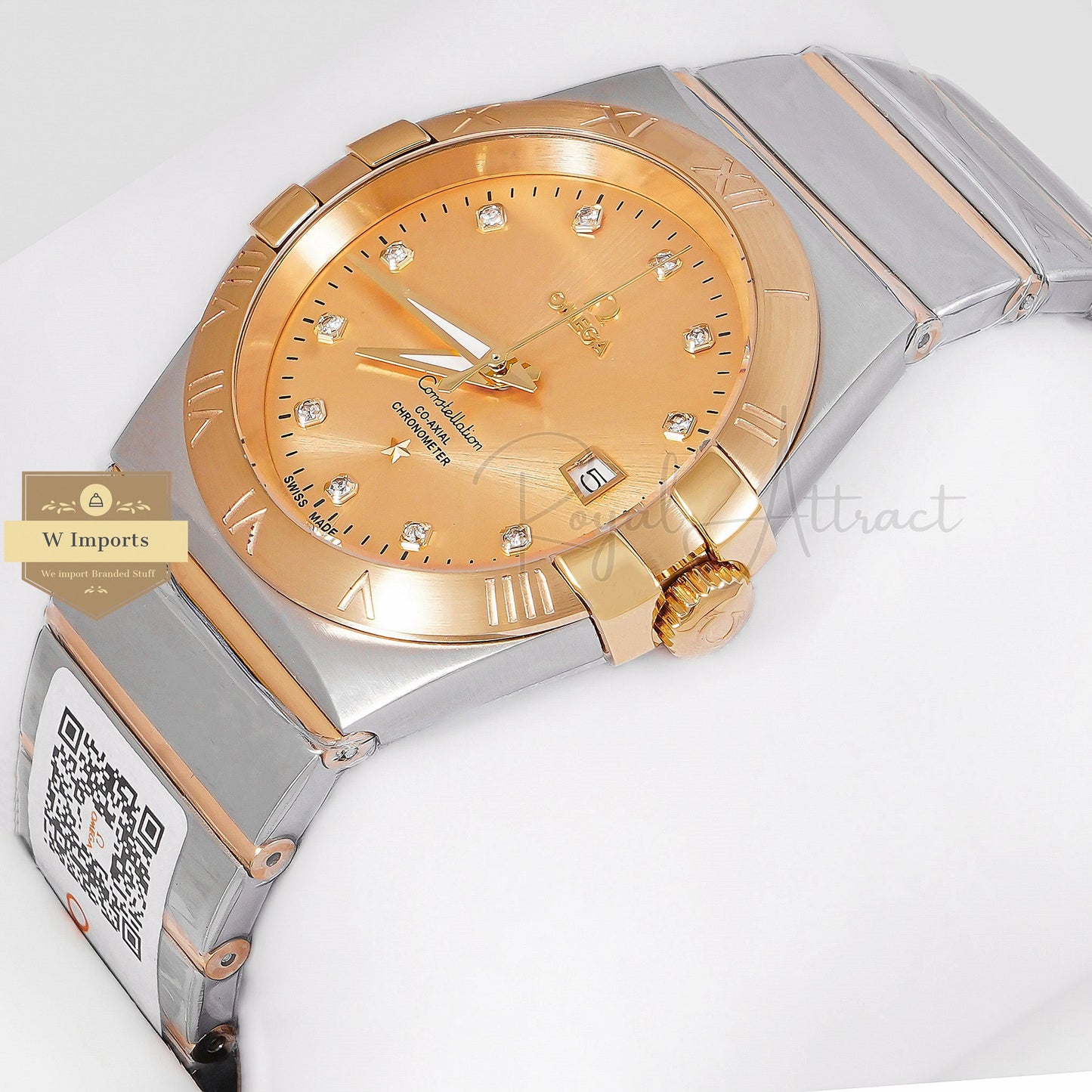 Latest Collection Two Tone Yellow Gold With Dial & Stone Figure Watch