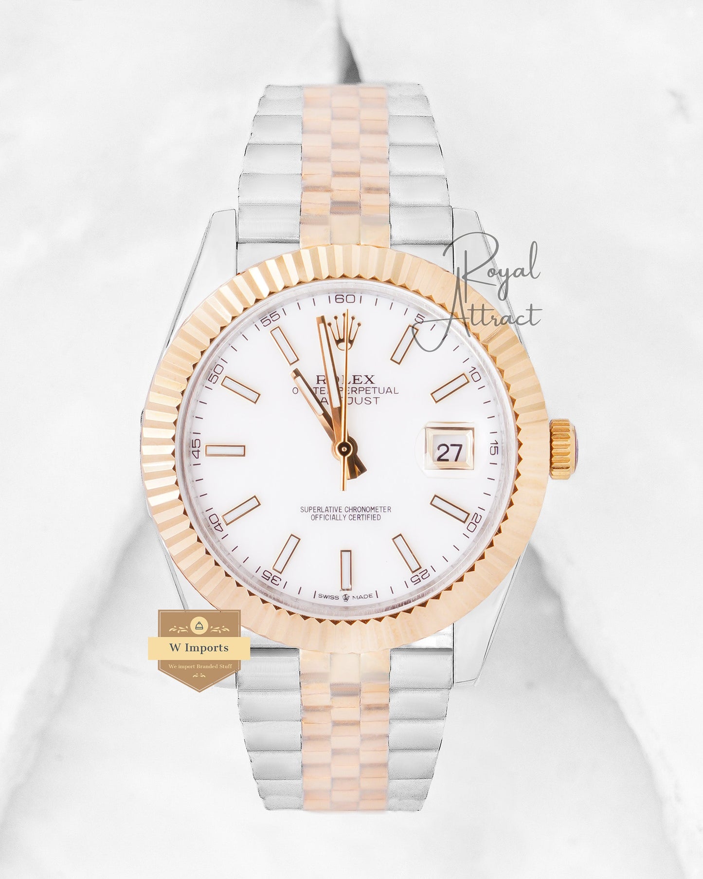 New Collection 40 Two Tone Yellow Gold With White Dial V3 Made