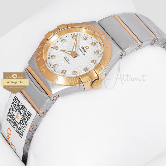 Latest Collection Two Tone Yellow Gold With White Dial & Stone Figure Ladies Watch