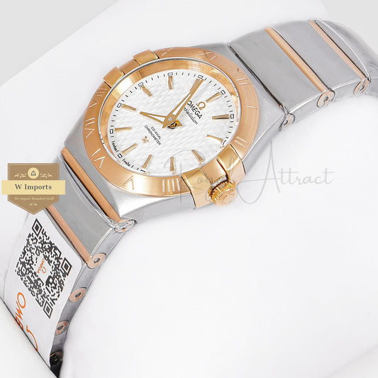 Latest Collection Two Tone Yellow Gold With White Dial Ladies Watch