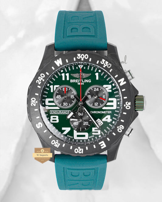 Latest Collection Chrongraph Black Case With Sea Green Rubber Strap