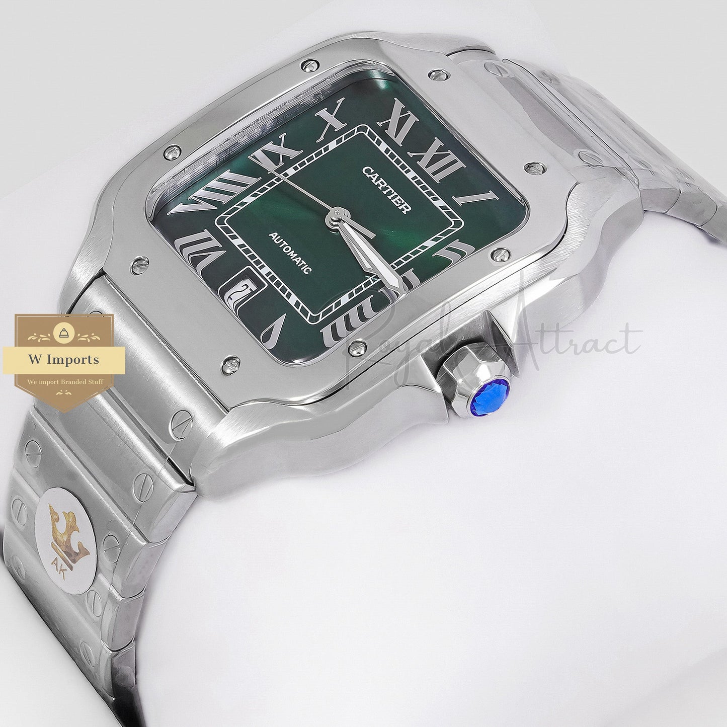 Latest Collection Silver With Green Dial And Roman Numeral Automatic Watch