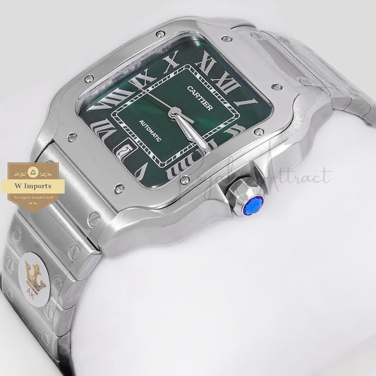 Latest Collection Silver With Green Dial And Roman Numeral Automatic Watch