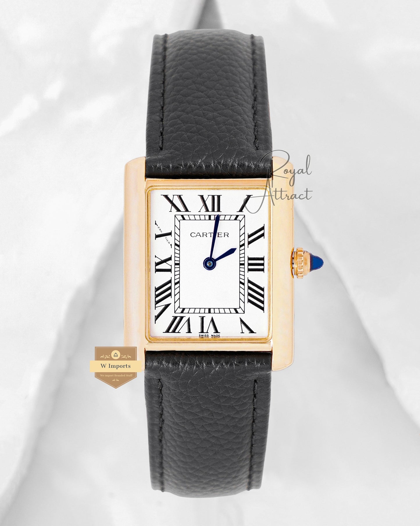 Latest Premium Collection 33mm Yellow Gold Case With White Dial & Leather Strap Watch