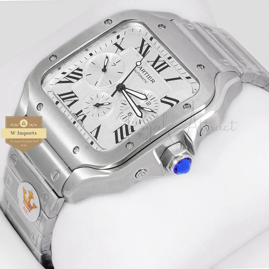 Latest Collection Chronograph All Silver With Dial Chain Watch